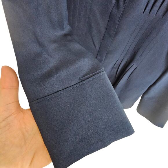 Club Monaco Blouse Silk Blouse Women M Blue Long Sleeve Blouse Women Silk Top - Picture 4 of 8